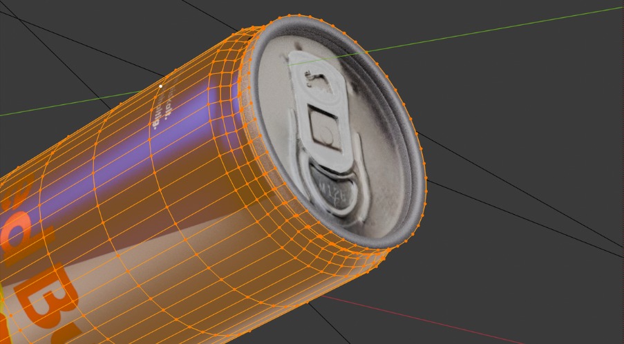 A 3D wireframe model of a drinks can